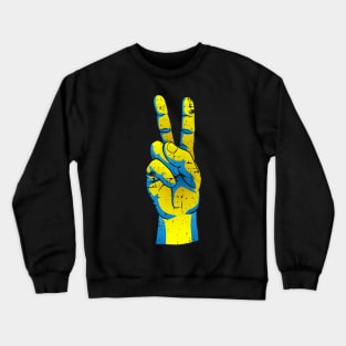 Peace for Ukraine Ukrainian Hand Peace Sign Distressed Art Crewneck Sweatshirt